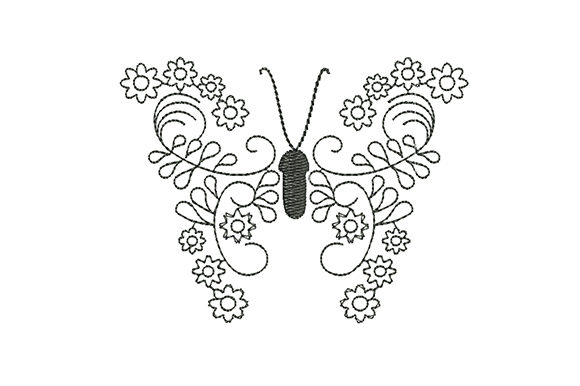 Butterfly Stylized Flowers