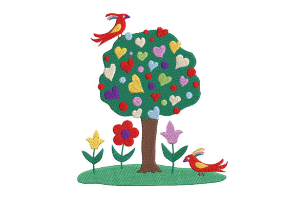 Designed by Kids Tree Flowers and Birds