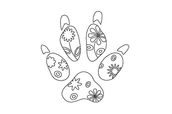 Dog Paw Prints with Flowers