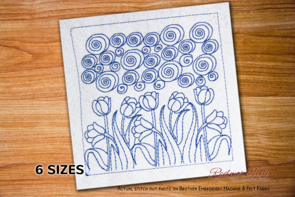 Flowers in Pond Embroidery Design