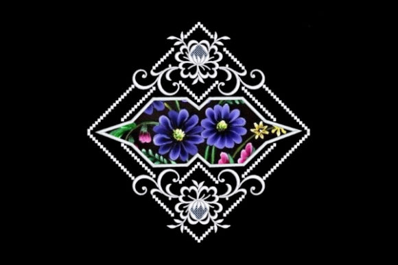 Flowers Satin Applique Quilt Block