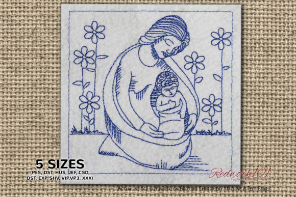 Mary with Baby Jesus Surrounded by Flowers
