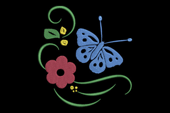 Red Flower and Blue Butterfly Embroidery Review