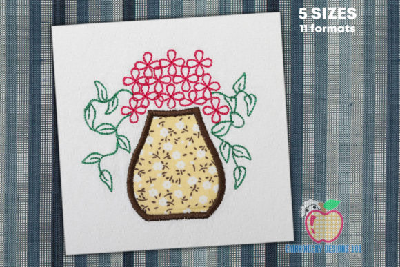 Spring Flowers in Pot Applique