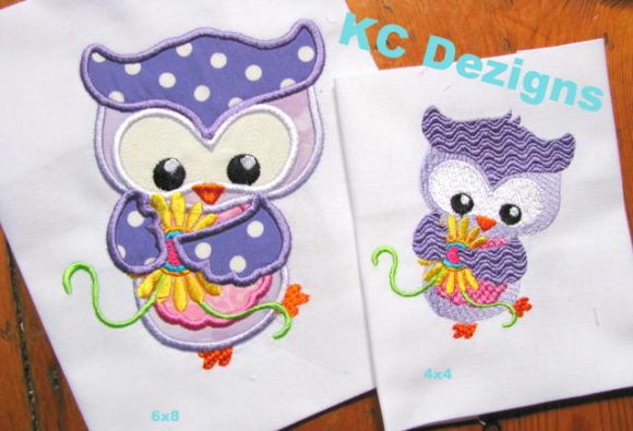 Spring Owl with Yellow Flowers Applique