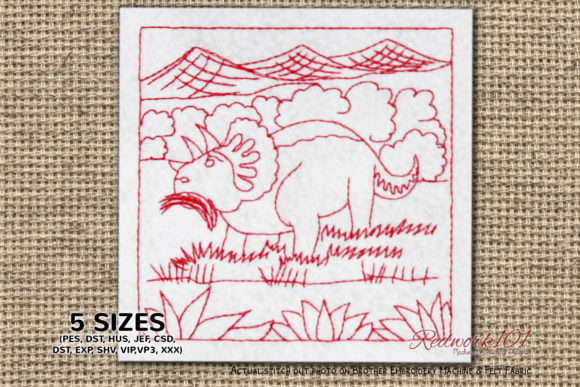 Triceratops Eating Grass Redwork