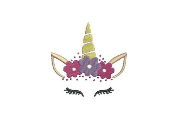 Unicorn Face with Flowers